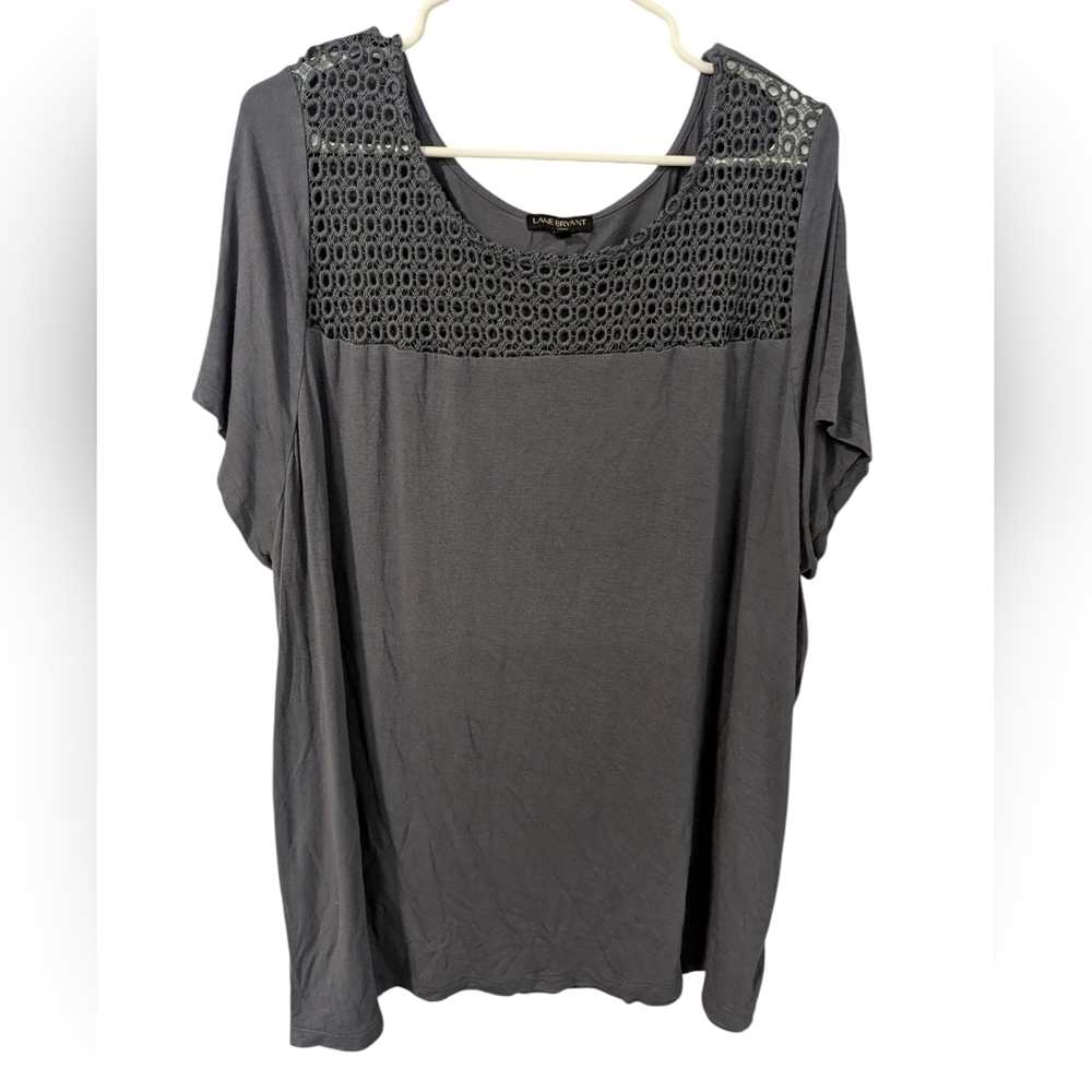 Lane Bryant,Blue Women's Top with Lace Detail,Size 26-28